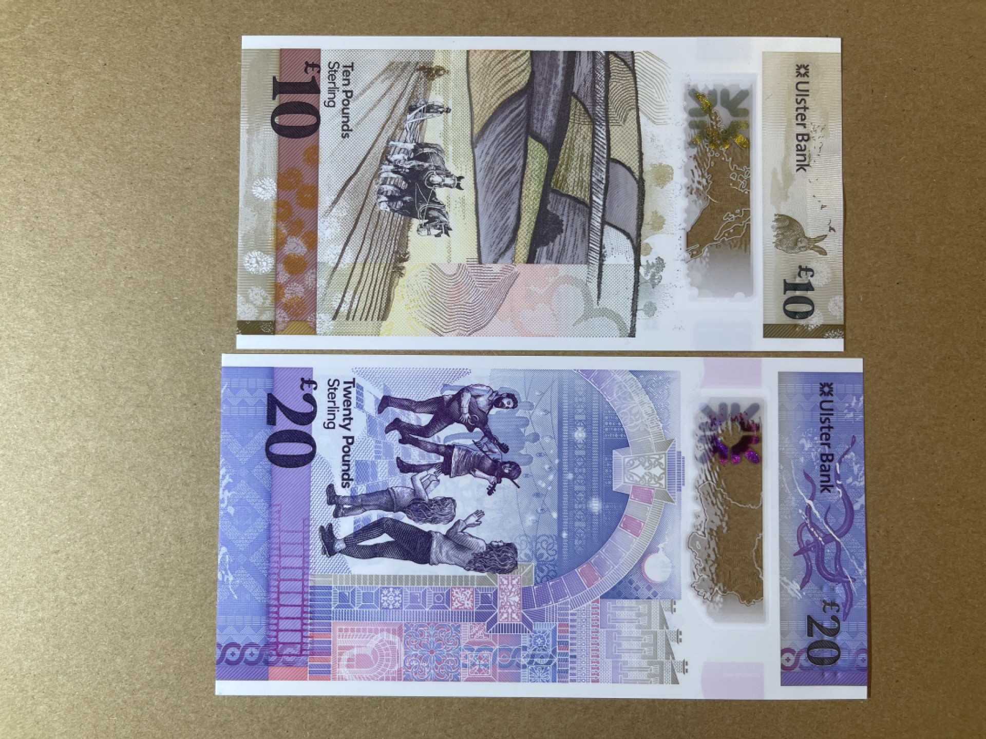 《张总收藏》58期——外币精品 北爱尔兰10、20镑2张 UNC 阿尔斯特银行塑料钞