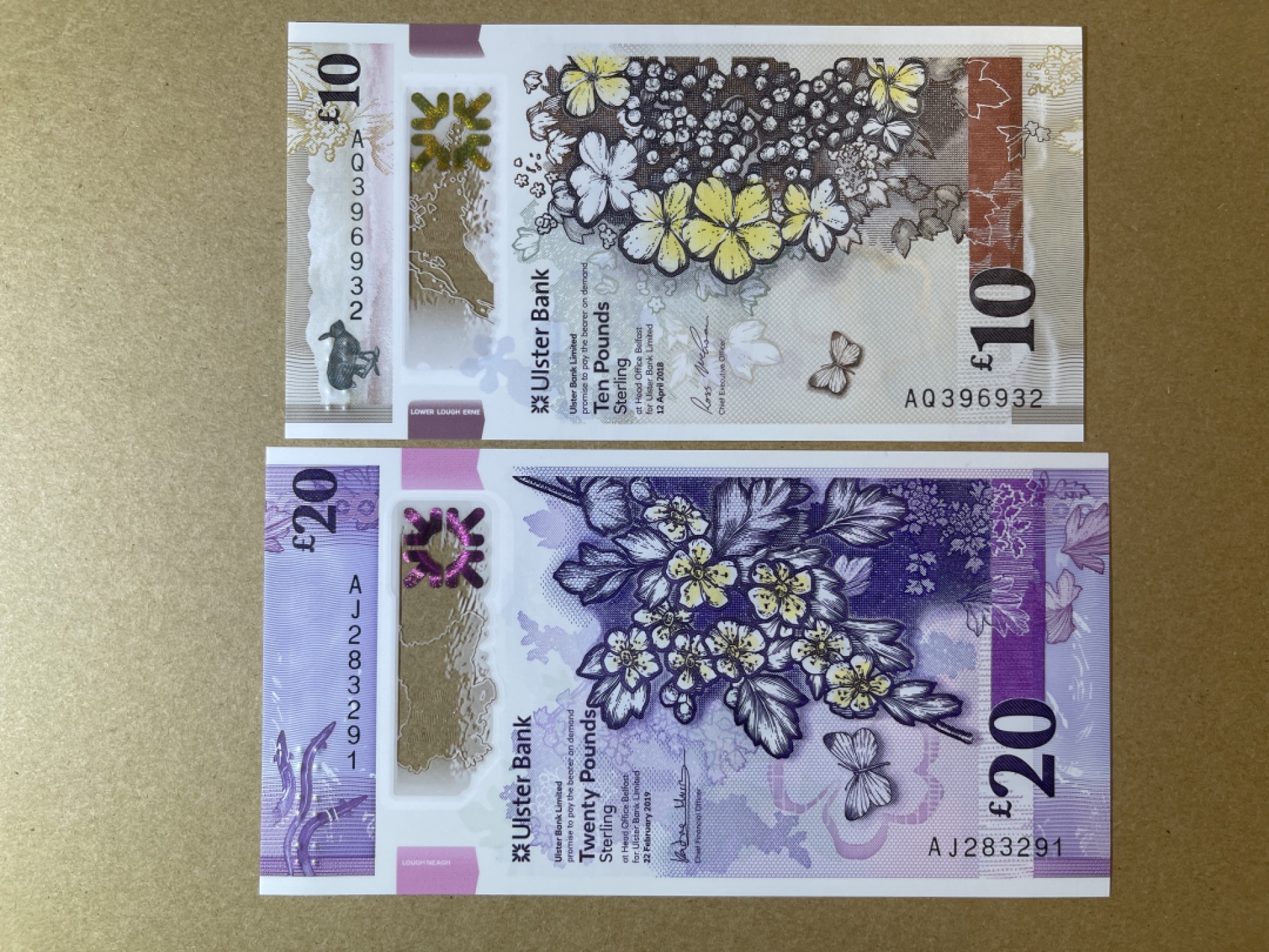 《张总收藏》58期——外币精品 北爱尔兰10、20镑2张 UNC 阿尔斯特银行塑料钞