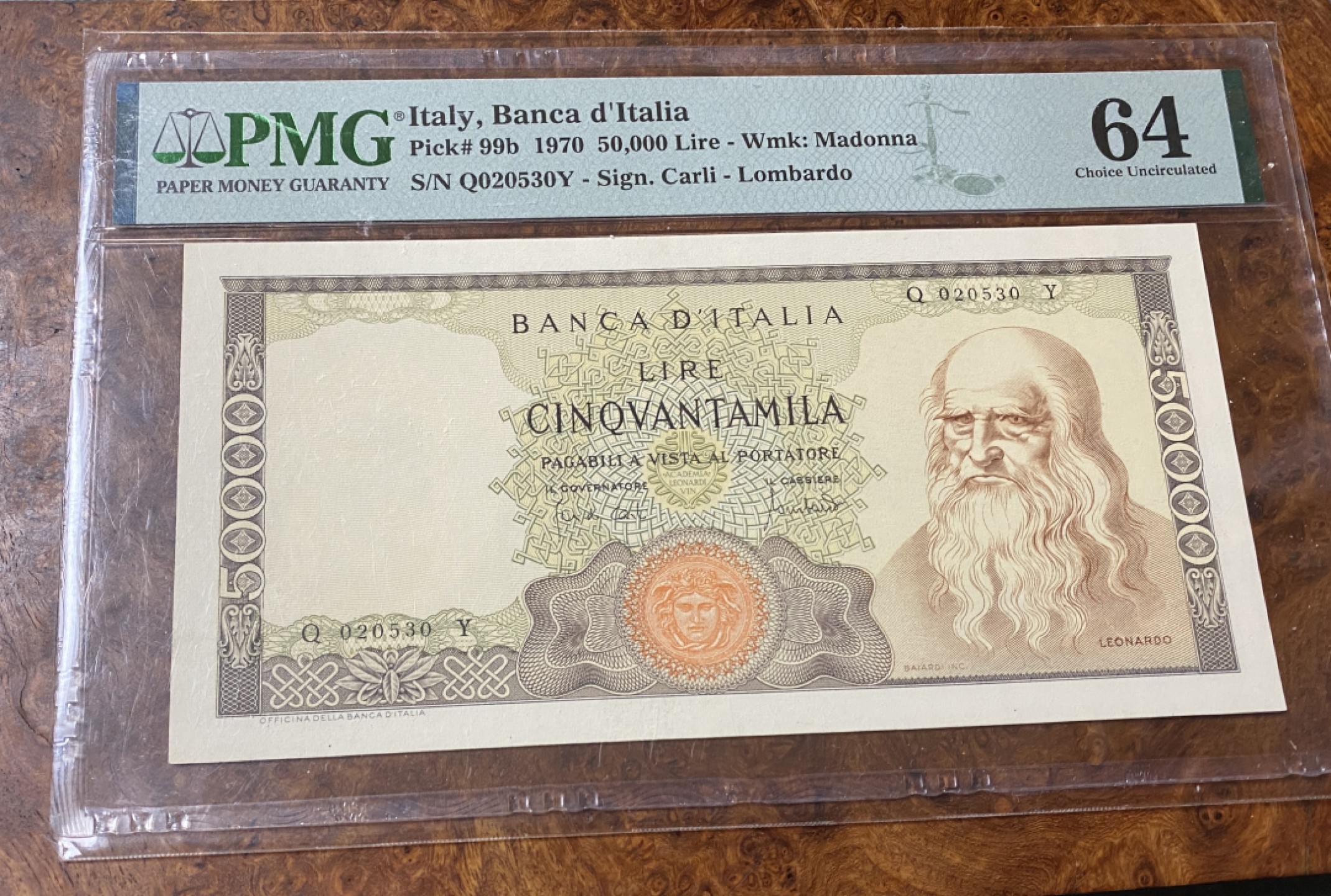 Chase Auction 第10期 - - 中外钱币、民国钞联拍！ 1970年意大利50000里拉，PMG64分，名誉品达芬奇！