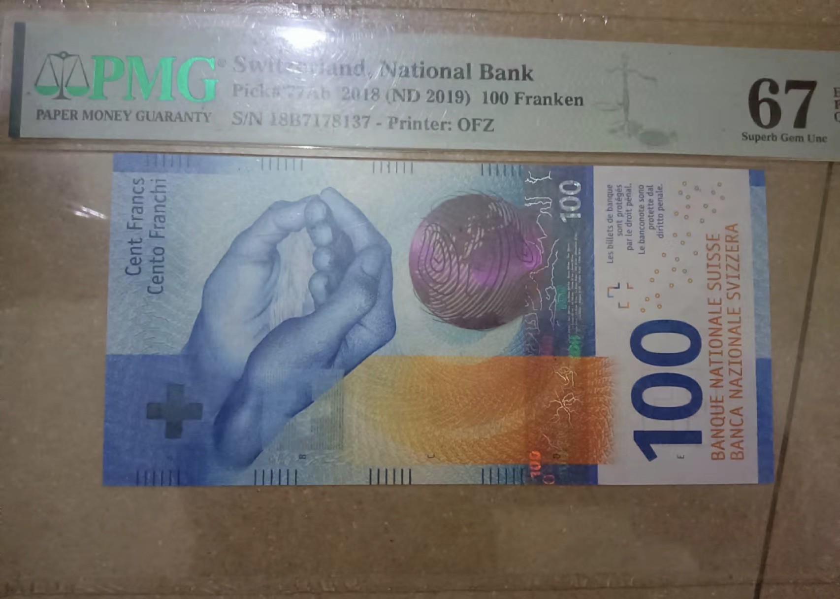 Chase Auction 第10期 - - 中外钱币、民国钞联拍！ 2018年瑞士100瑞郎，PMG67分！