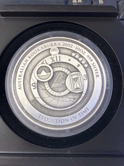 【海寧潮】澳大利亚2002年时间的演变10盎司仿古纪念银币 原盒证书