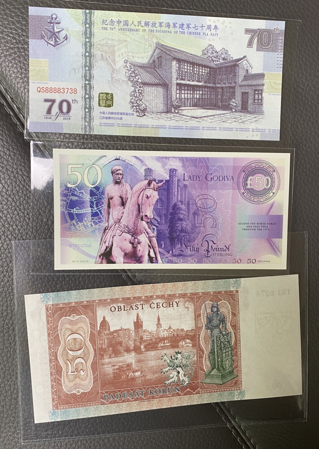 Chase Auction 第10期 - - 中外钱币、民国钞联拍！ 中外纪念钞三张，名画、美女、军舰！