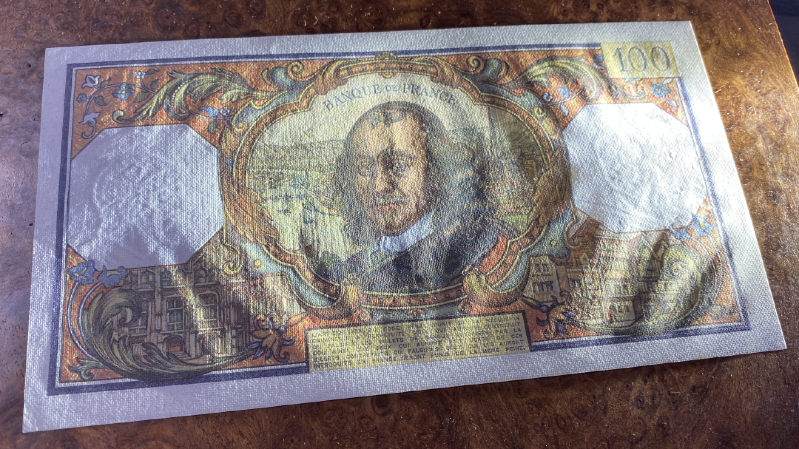 Chase Auction 第10期 - - 中外钱币、民国钞联拍！ 法国倒三版100法郎，高乃依，unc，品相如图，有针孔！