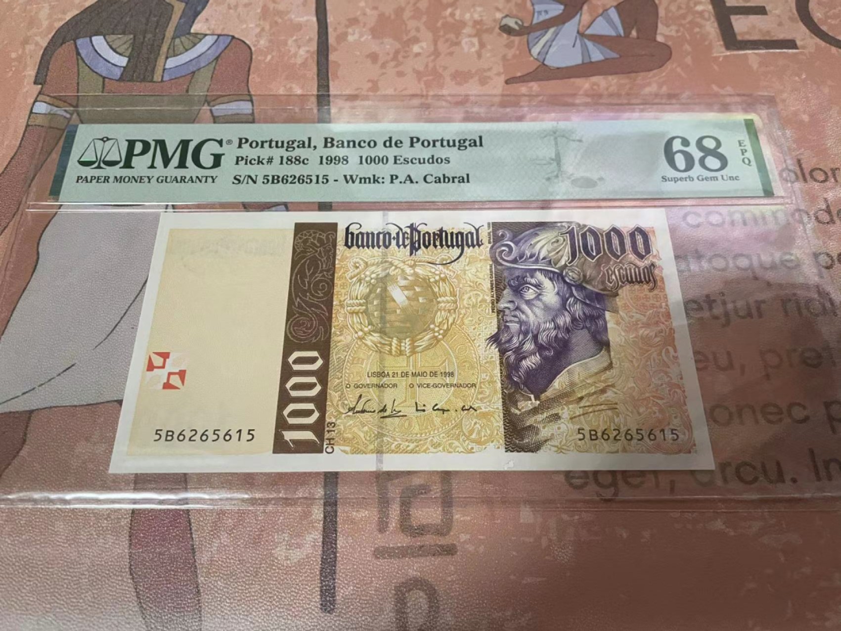 【Blue Auction】✨世界纸币精拍第182期——狮城巨轮（共78拍） 葡萄牙 1998年1000埃斯库多 PMG68EPQ 超高分