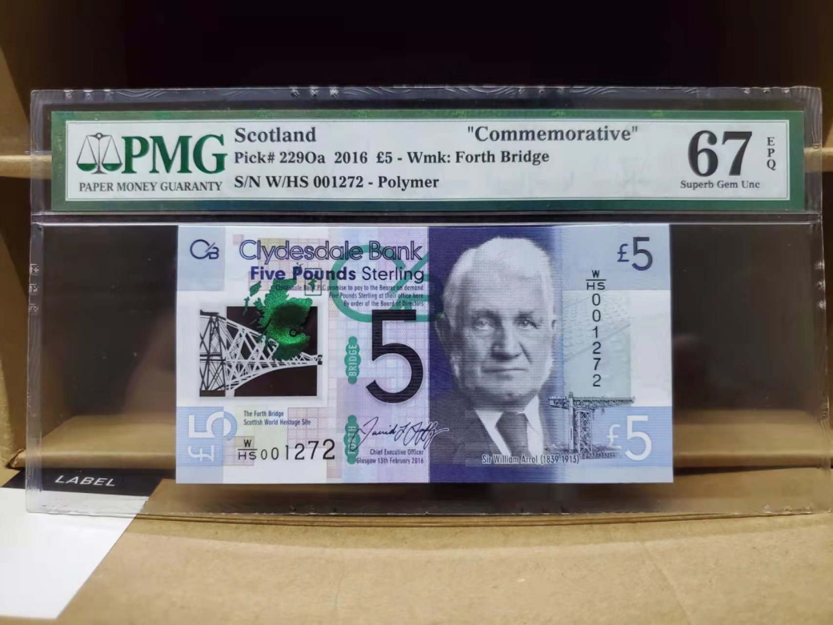 Chase Auction 第10期 - - 中外钱币、民国钞联拍！ 苏格兰克莱斯戴尔银行5镑塑料钞 首发冠千位号 67分亚军分 冠军分仅4张