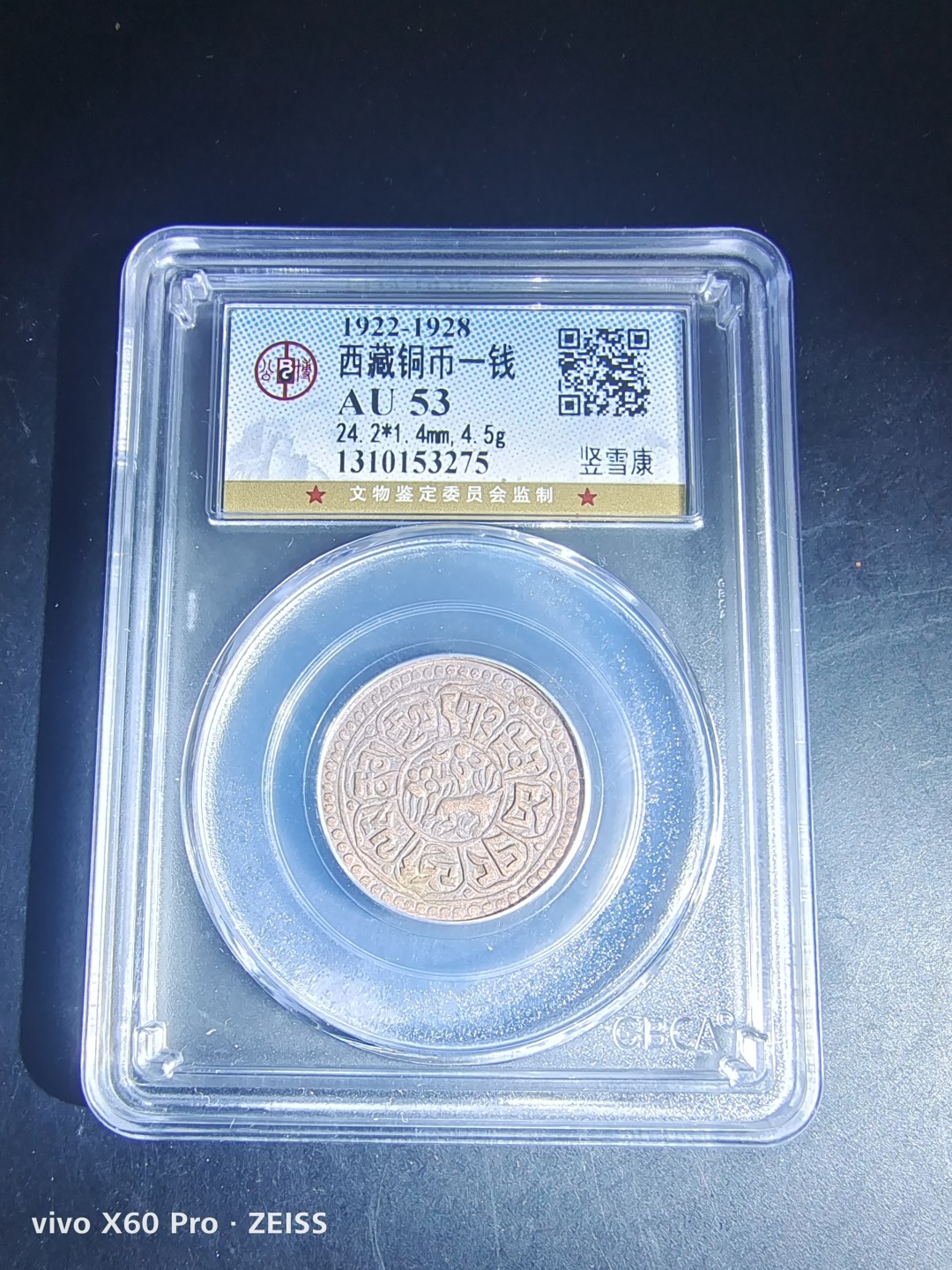 西藏铜币雪山吼狮系列评级币 西藏铜币竖雪康公博评级币