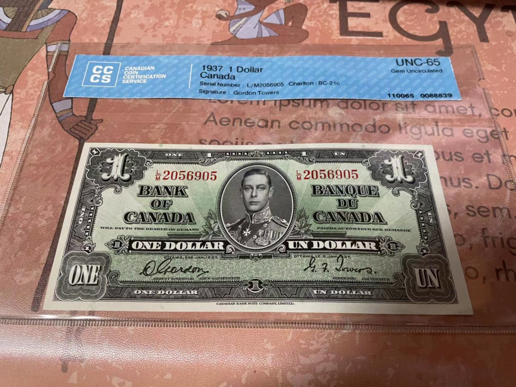 【Blue Auction】✨世界纸币精拍第183期——飞龙在天（共80拍） 加拿大 1937年1元 英王乔治 CCCS65 绝品 双面雕刻精美