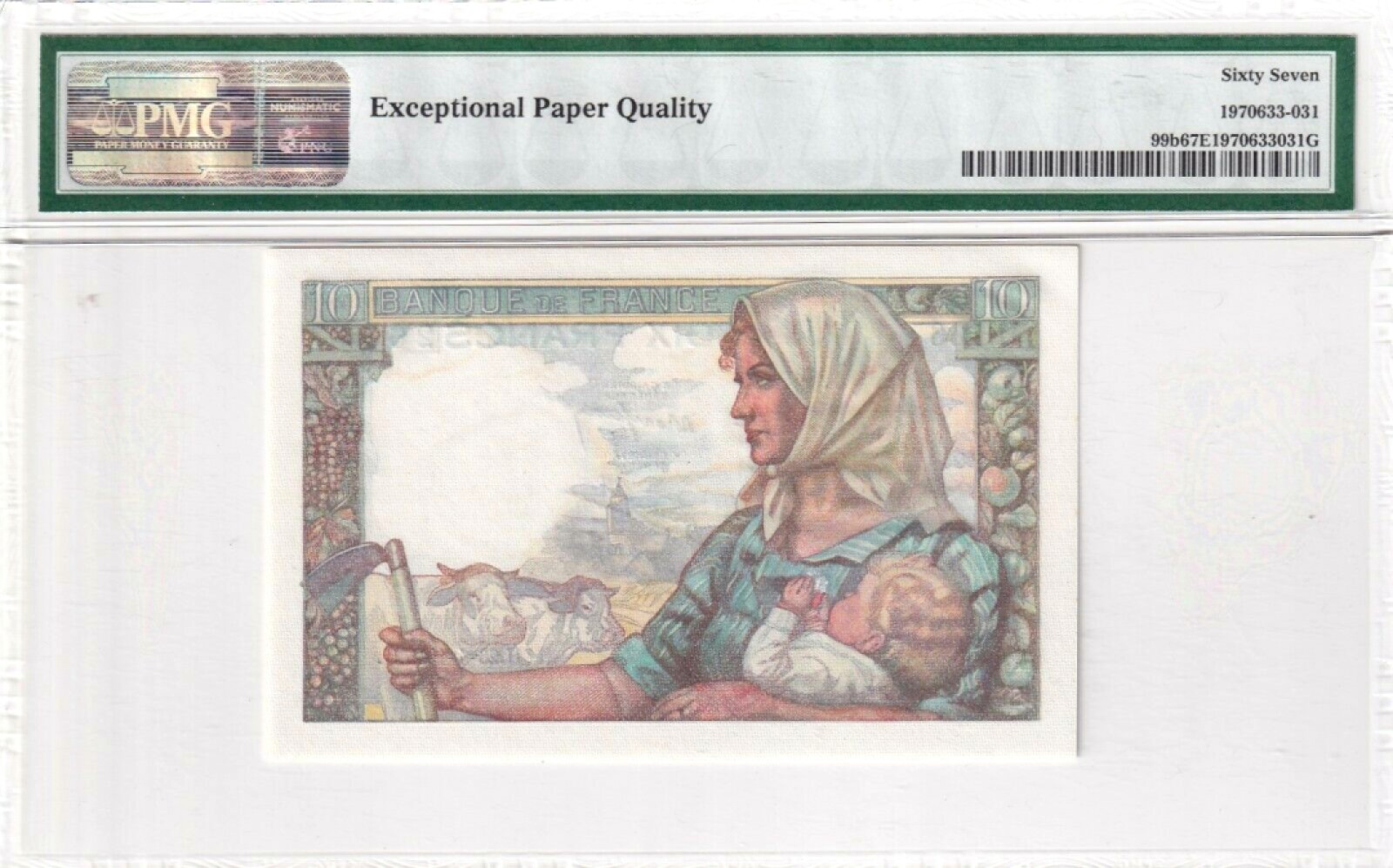 【Blue Auction】✨世界纸币精拍第183期——飞龙在天（共80拍） 【冠军分】法国 1941-45年10法郎 PMG67EPQ 高分 