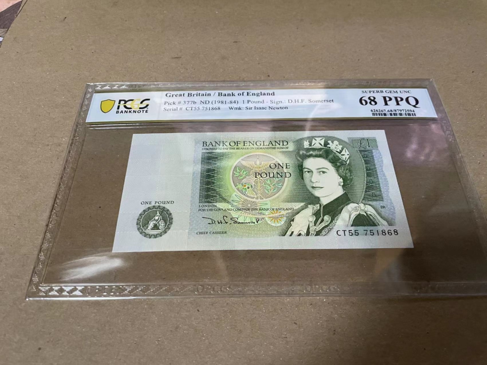 【Blue Auction】✨世界纸币精拍第183期——飞龙在天（共80拍） 英国 1981-84年1镑 PCGS68EPQ 