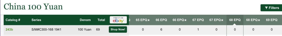 收藏联盟第161期 民国钞专场 中央银行 100元PMG66EPQ无号（亚军）p-243b 