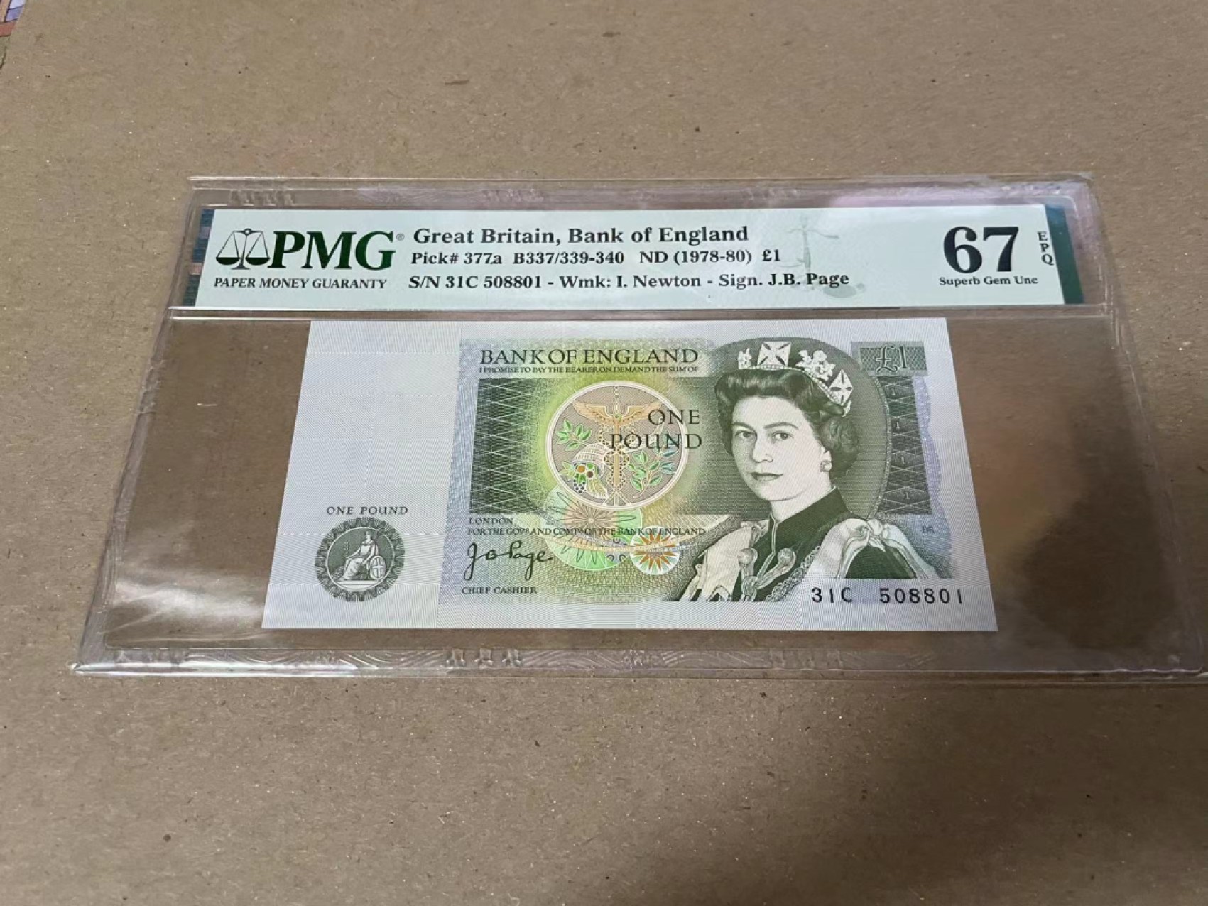 【Blue Auction】✨世界纸币精拍第183期——飞龙在天（共80拍） 【无47】英国 1978-80年1镑 PMG67EPQ 