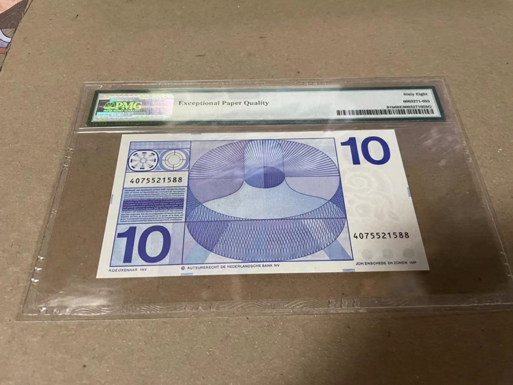 【Blue Auction】✨世界纸币精拍第183期——飞龙在天（共80拍） 【88尾】荷兰 1968年10盾 PMG68EPQ 