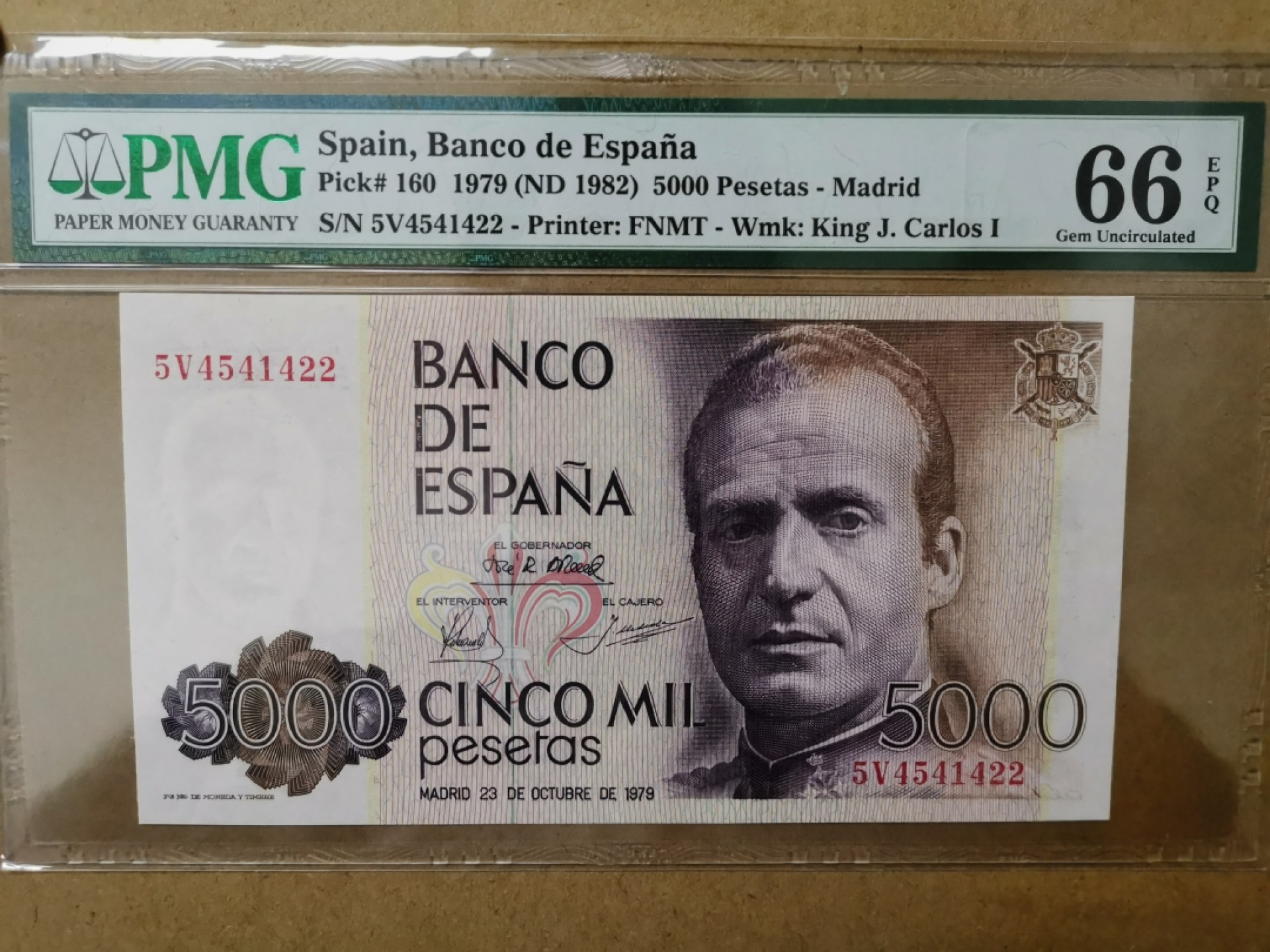 【Blue Auction】✨世界纸币精拍第183期——飞龙在天（共80拍） 西班牙 1979年5000比塞塔 PMG66EPQ 