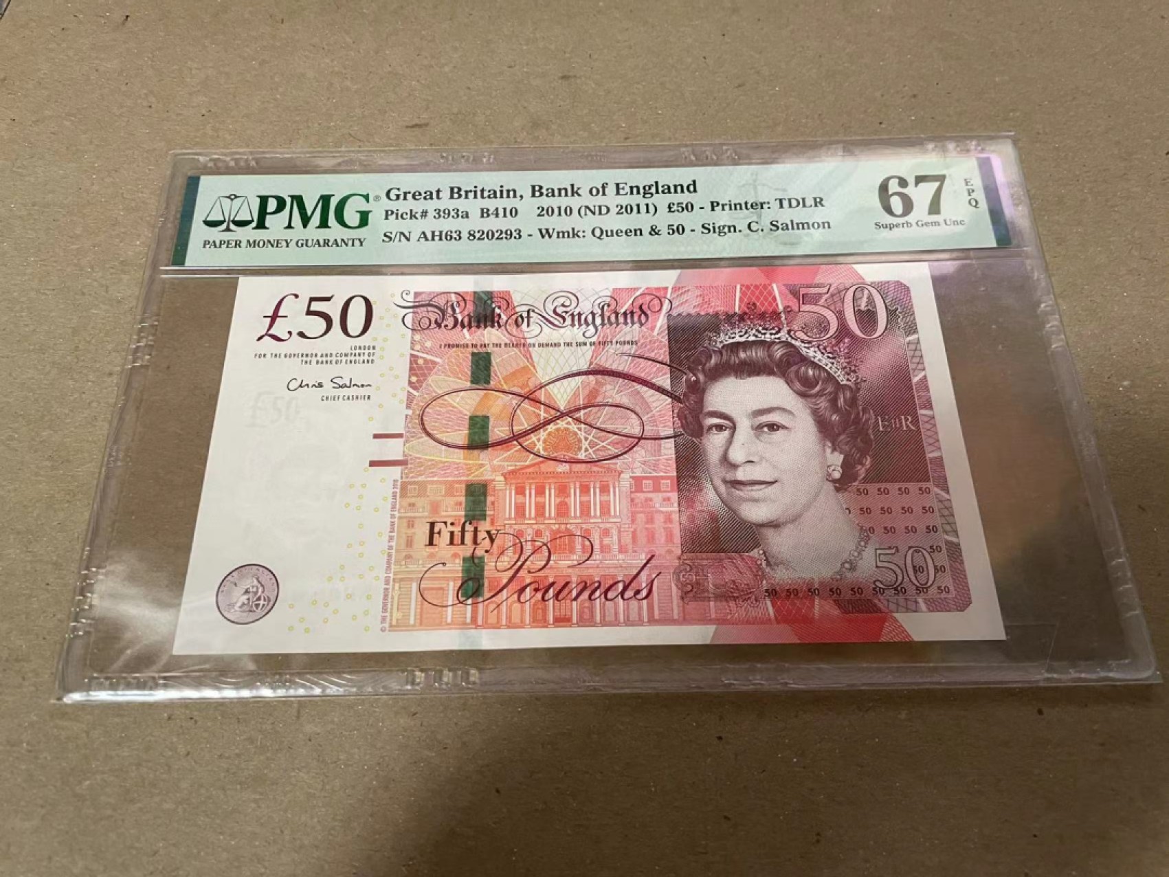 【Blue Auction】✨世界纸币精拍第183期——飞龙在天（共80拍） 【无47】英国 2010年50镑 PMG67EPQ 