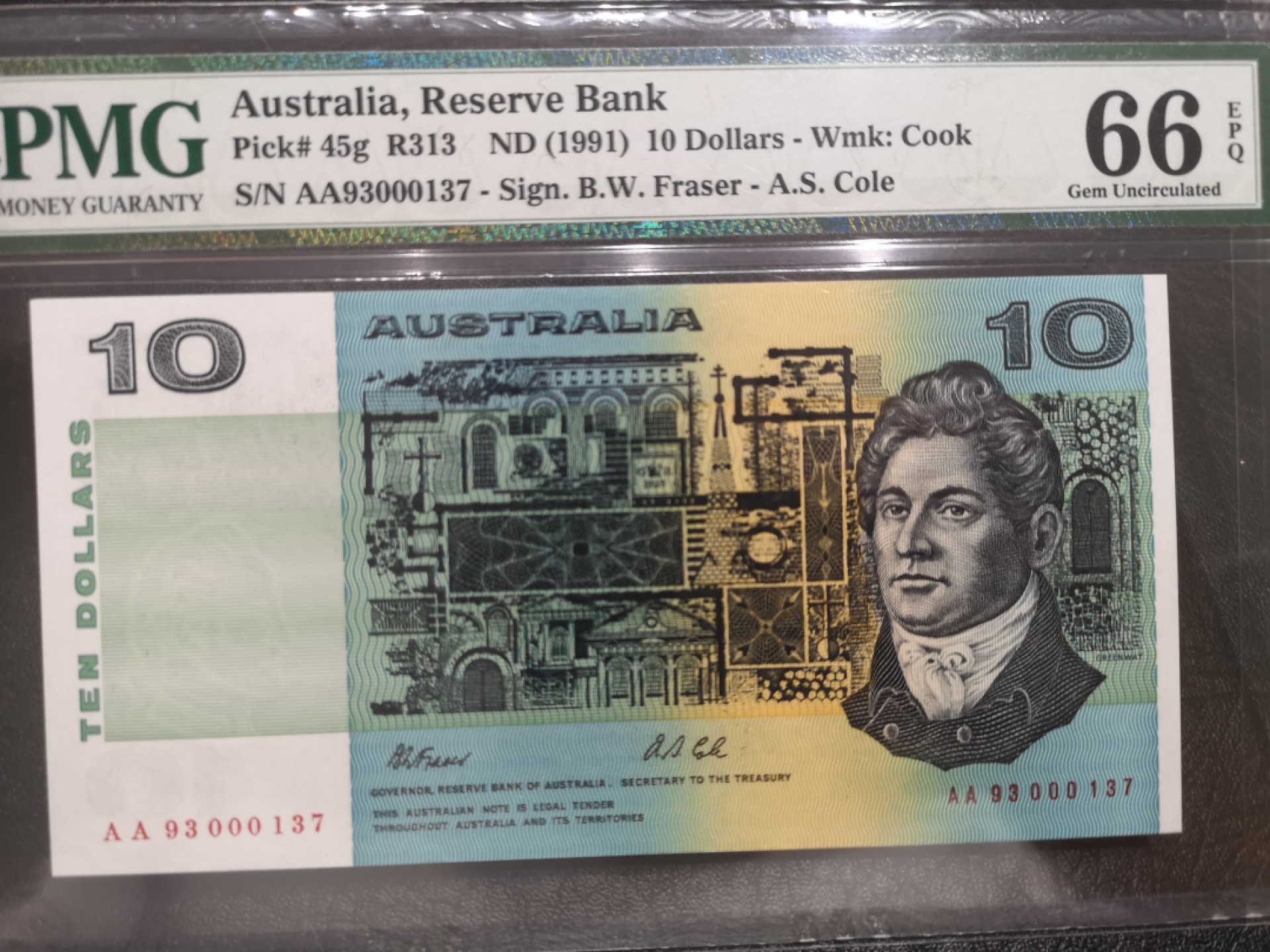 《外钞收藏家》第一百七十八期拍卖 1993年澳大利亚10元 新旧两版 已评级 包含精装册子 全同号百位号
