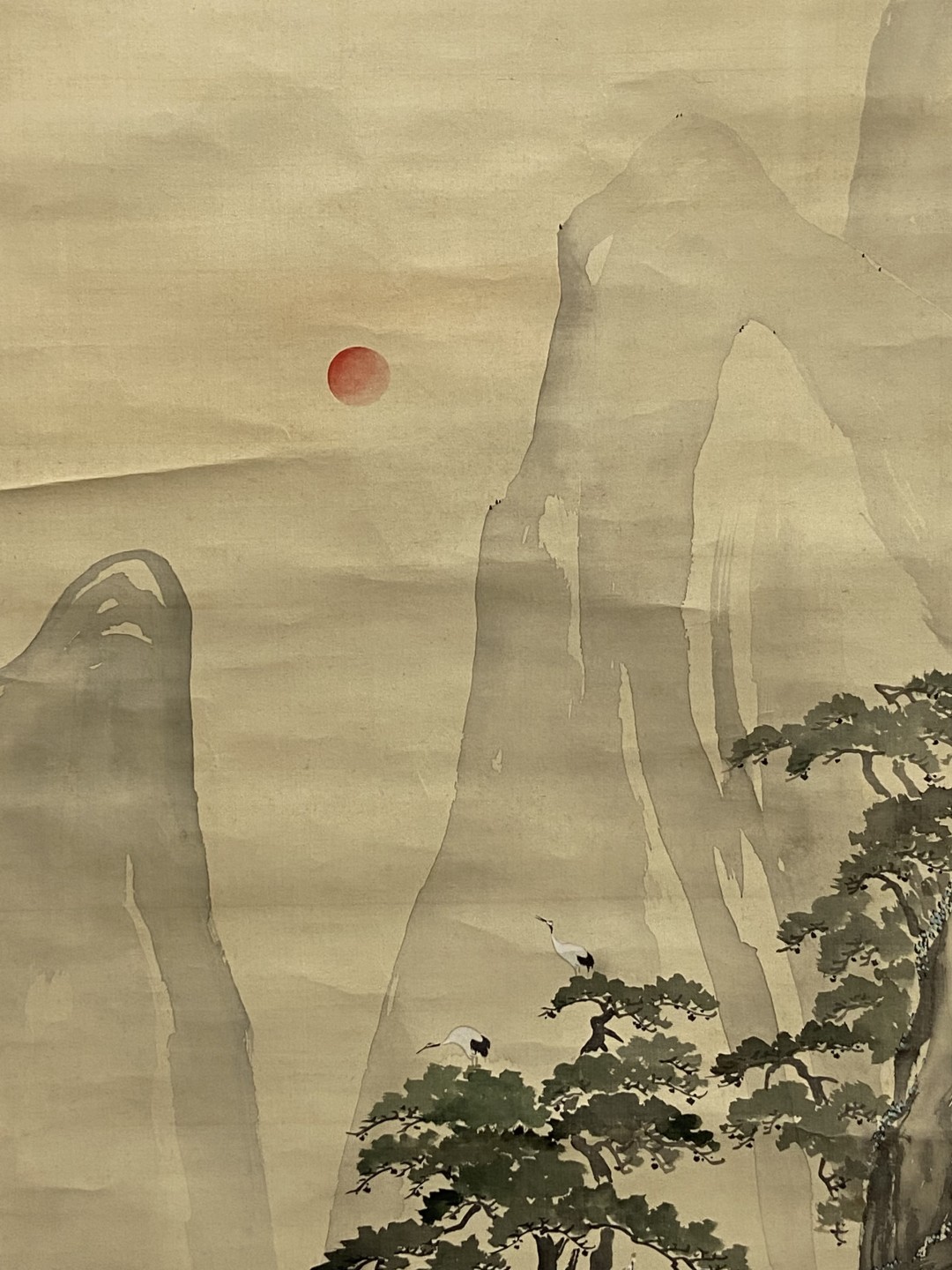 日本古画卷轴-松鹤