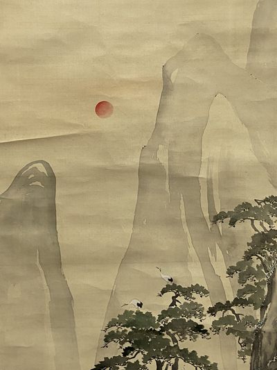 日本古画卷轴-松鹤