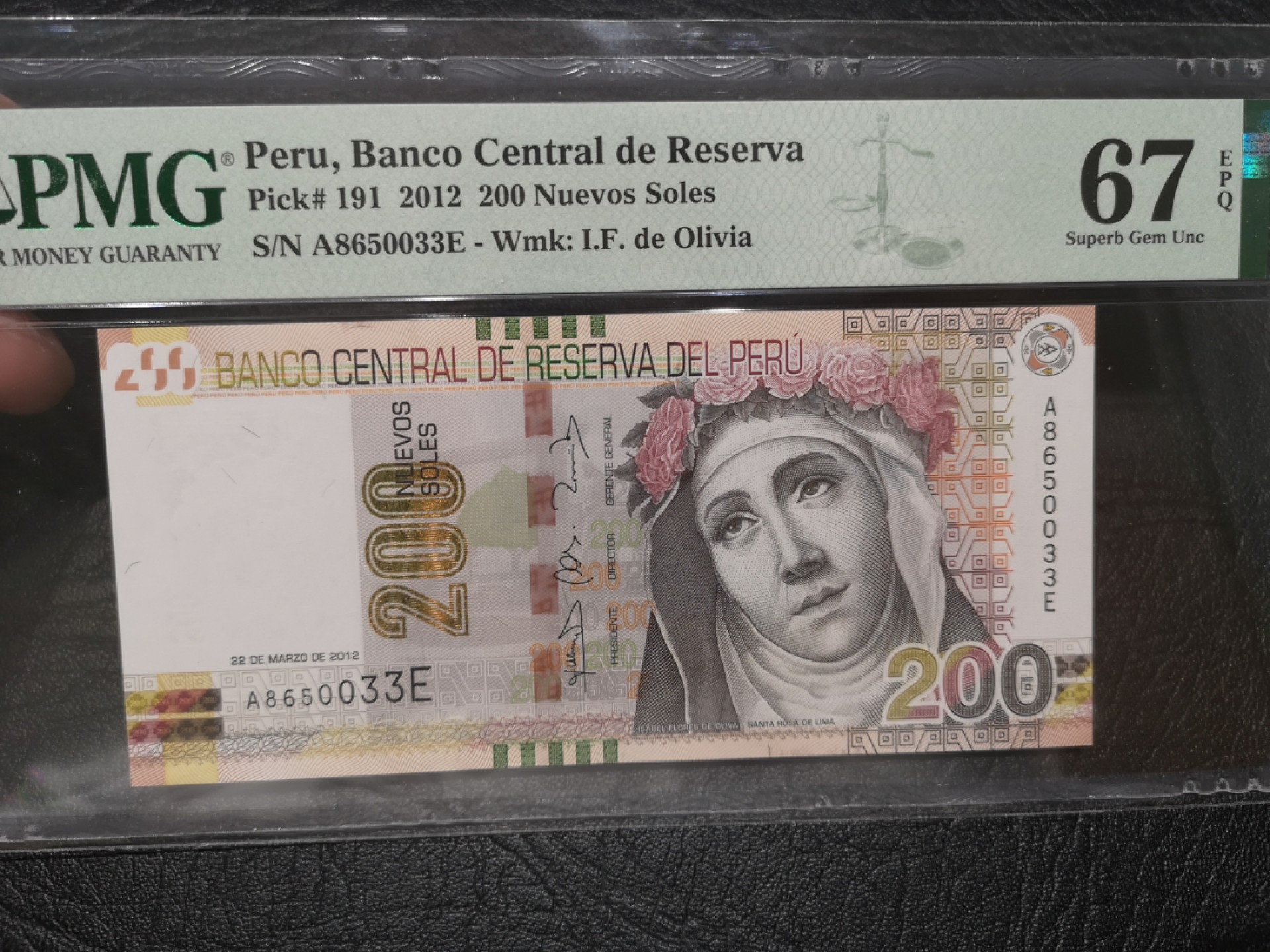 《外钞收藏家》第一百七十八期拍卖 2012年秘鲁200 PMG67 无47