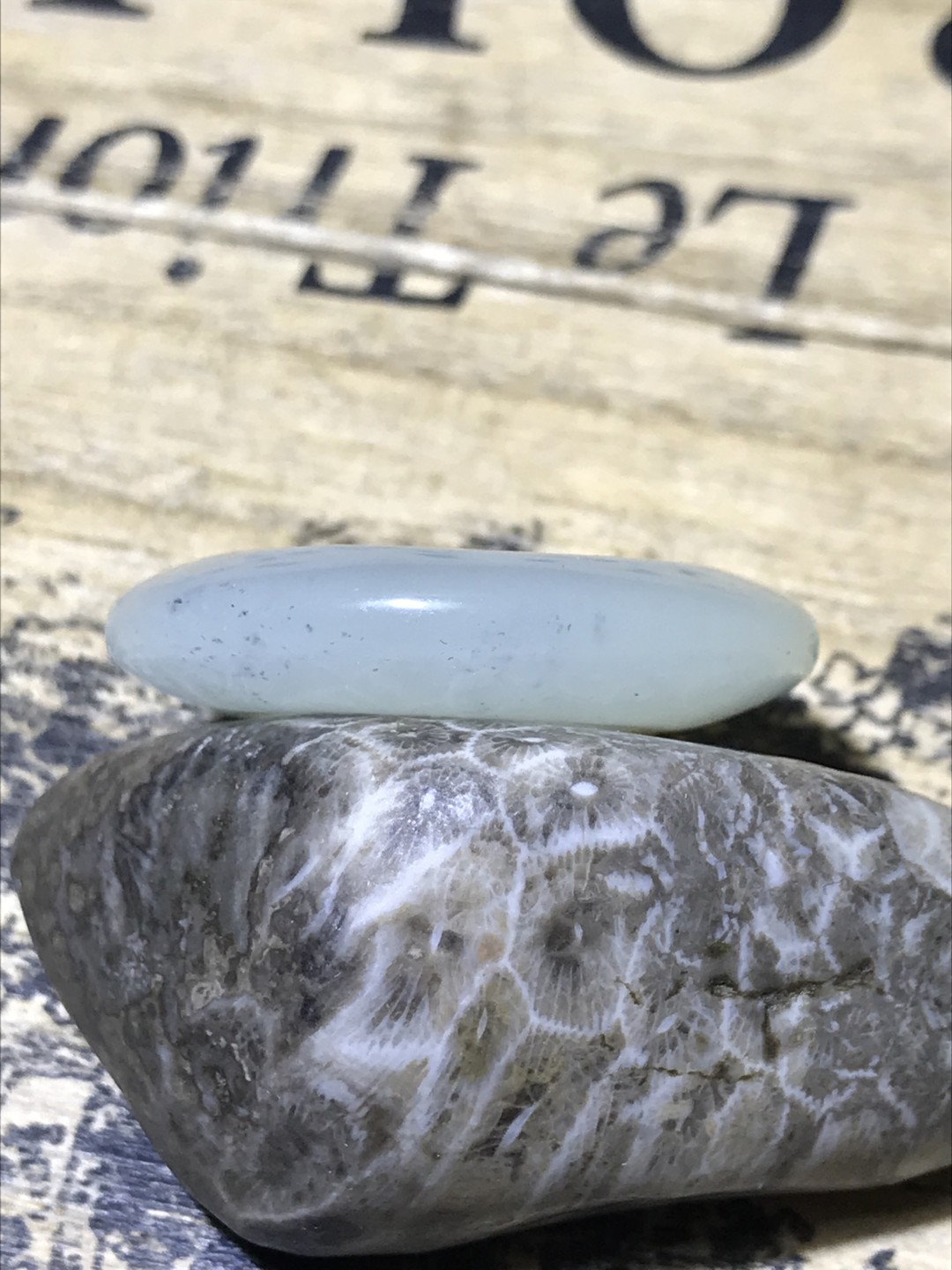 天然青花岫玉平安扣一個，