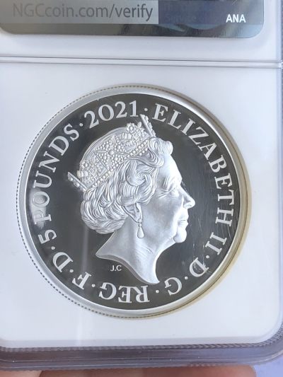 【海寧潮】英国2021年伟大雕刻师系列哥特弗洛林2盎司银币原盒证书，999银，直径40毫米，发行3750枚