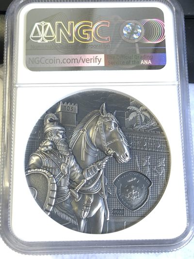 【海寧潮】帕劳2021年失落的文明古巴比伦2盎司纪念银币NGC-MS70首原盒证书