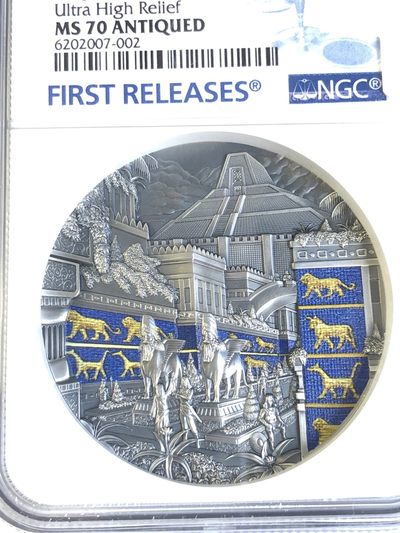 【海寧潮】帕劳2021年失落的文明古巴比伦2盎司纪念银币NGC-MS70首原盒证书