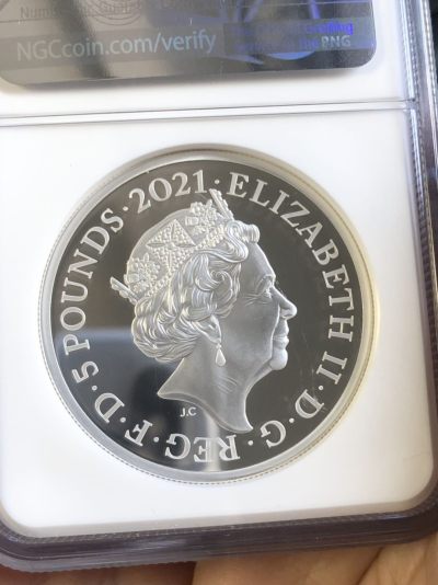 【海寧潮】英国2021年伟大雕刻师系列哥特弗洛林2盎司银币原盒证书，999银，直径40毫米，发行3750枚