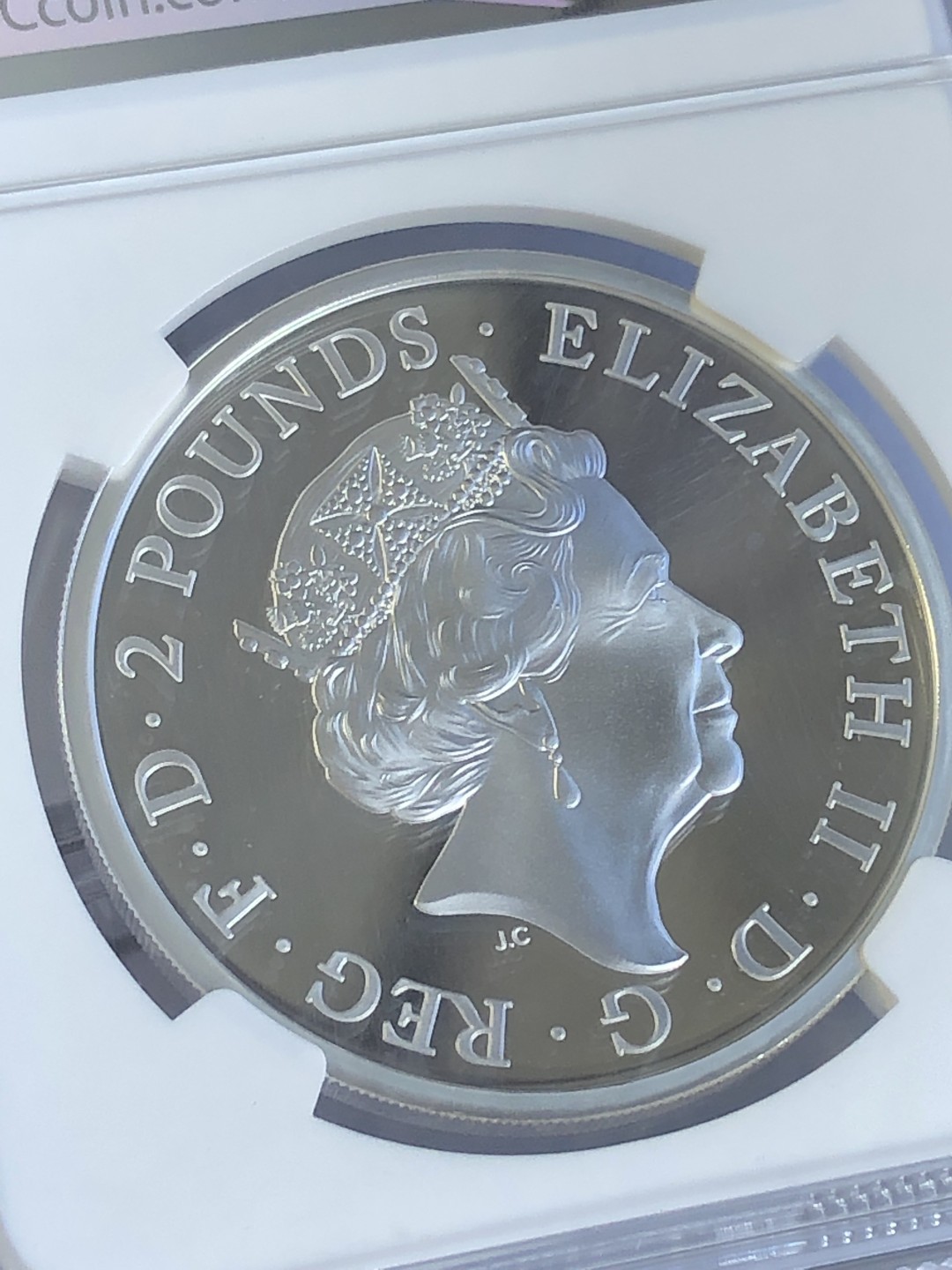 【海寧潮】英国2021年神兽十合一1盎司精制银币NGC-PF69首期，原盒证书，999银，直径38.61毫米，发行7100枚
