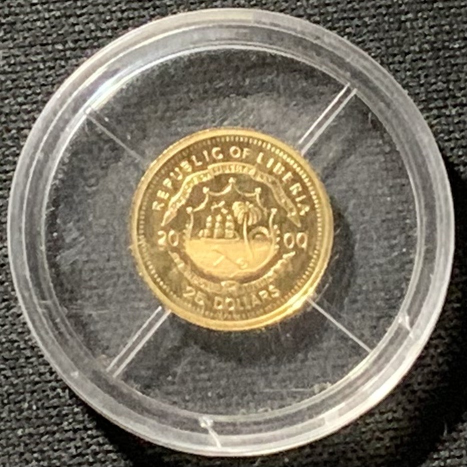 紫瑗钱币——第190期拍卖 利比里亚 2000年 乔治·华盛顿 25元 0.73克 0.999金