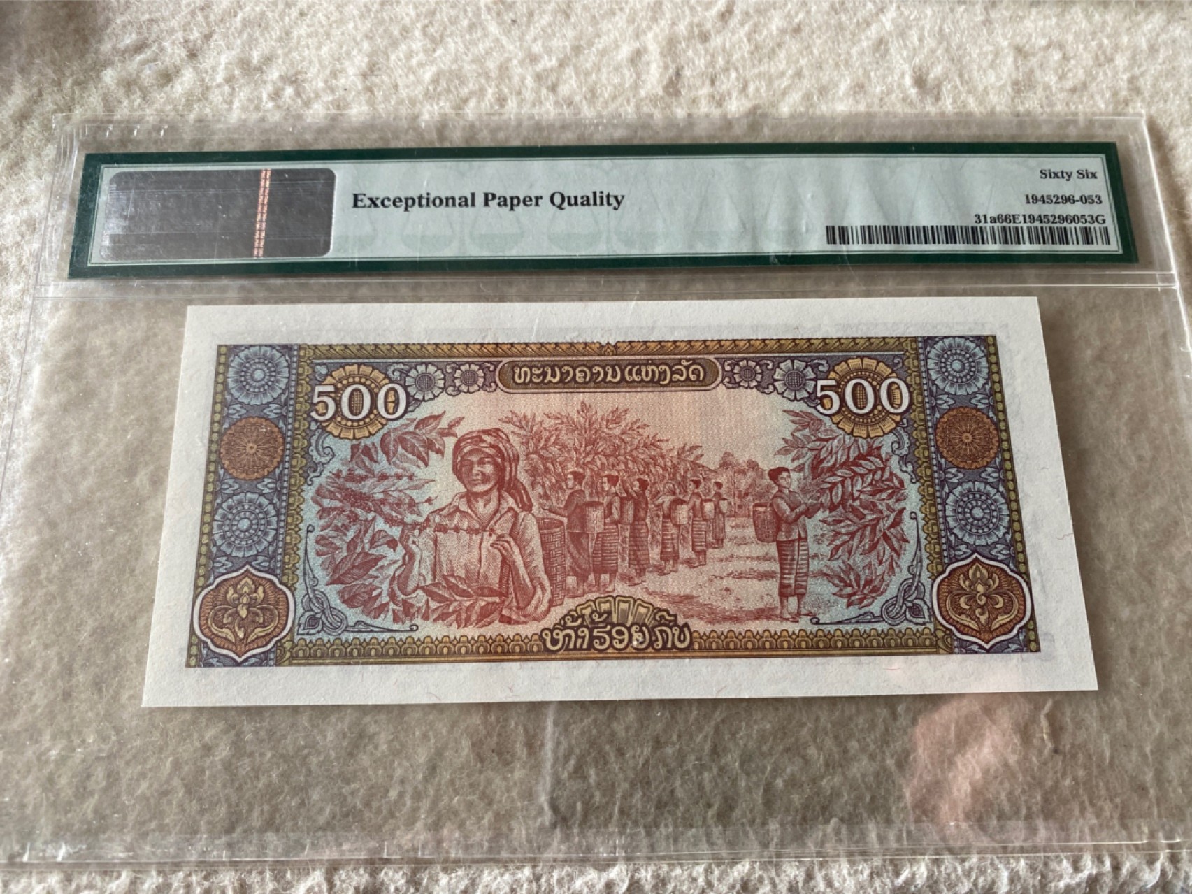 收藏联盟第163期拍卖 外国钞场 今晚七点不见不散 1988年老挝500基普 PMG66E