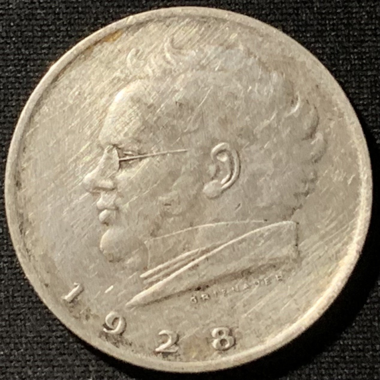 紫瑗钱币——第190期拍卖 奥地利 1928年 舒伯特 2先令 12克 0.64银