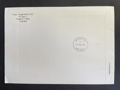 【第15期】莲池国际邮品拍卖 【澳大利亚】2018 北领地空军基地风景戳启用首日实寄封 澳洲邮政公函封载体