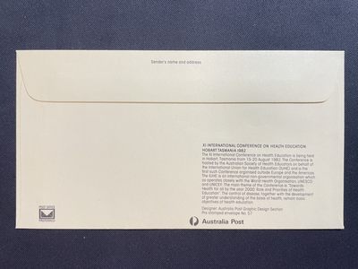 【第15期】莲池国际邮品拍卖 【秒杀】澳大利亚 1982 健康教育国际会议 邮资封 销首日纪念戳 地图和健康专题