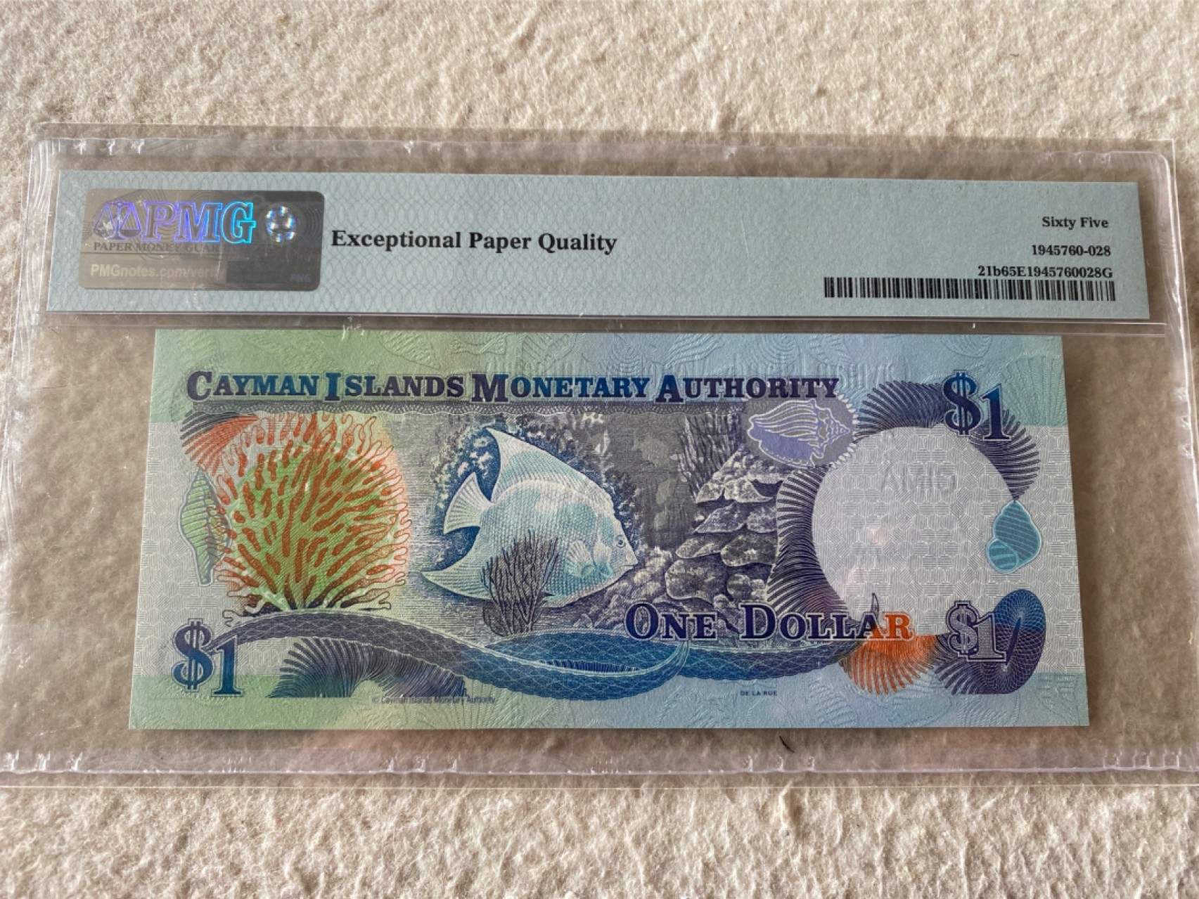 收藏联盟第163期拍卖 外国钞场 今晚七点不见不散 1998年英属开曼群岛1元 PMG65E