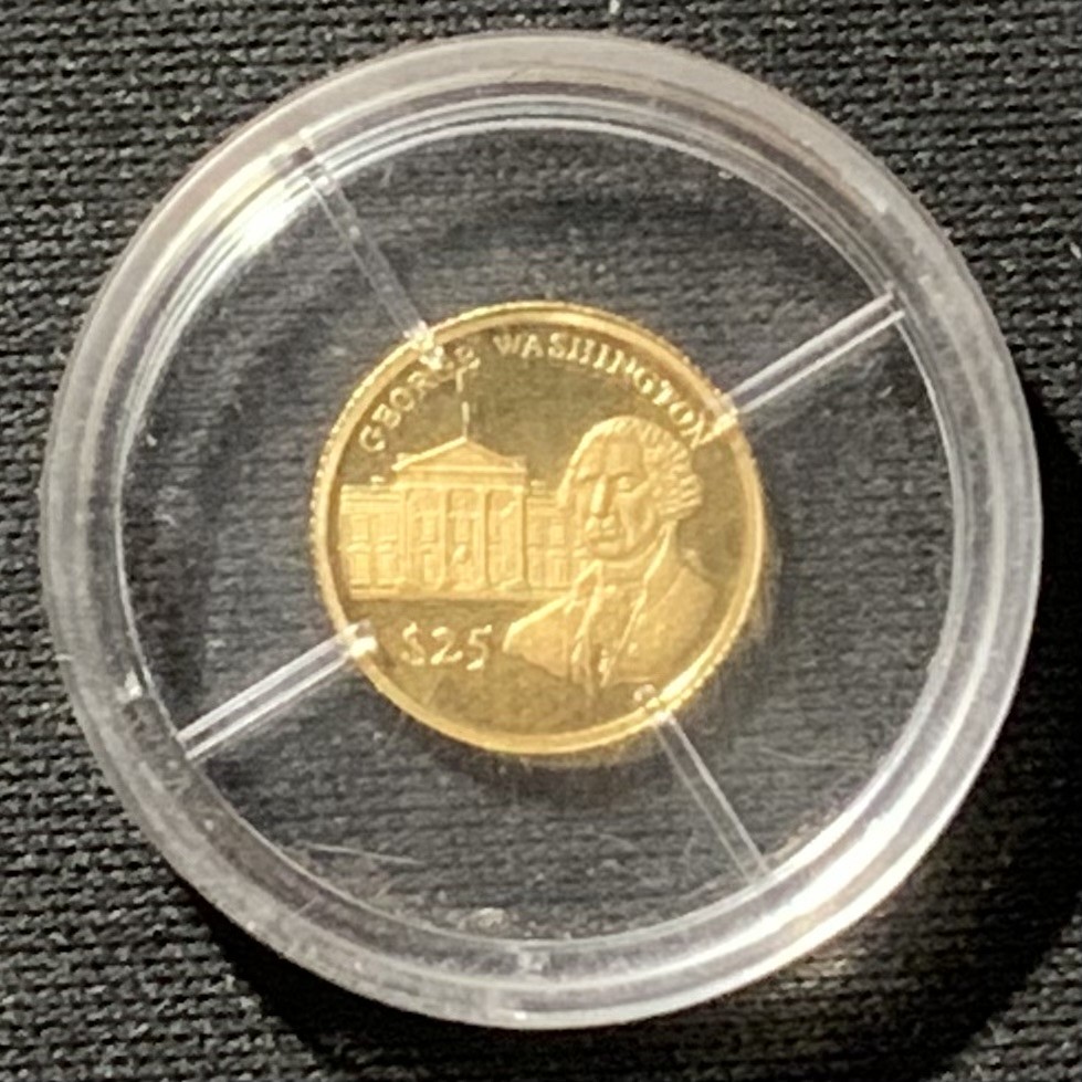 紫瑗钱币——第190期拍卖 利比里亚 2000年 乔治·华盛顿 25元 0.73克 0.999金
