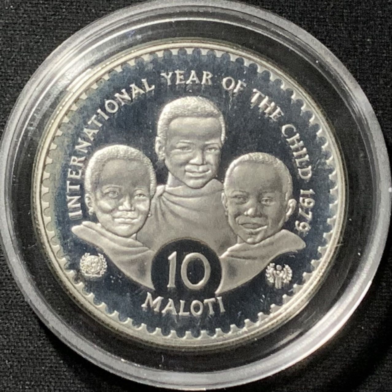 紫瑗钱币——第190期拍卖 莱索托 1979年 国际儿童年 10马洛蒂 28.25克 0.925银 精制