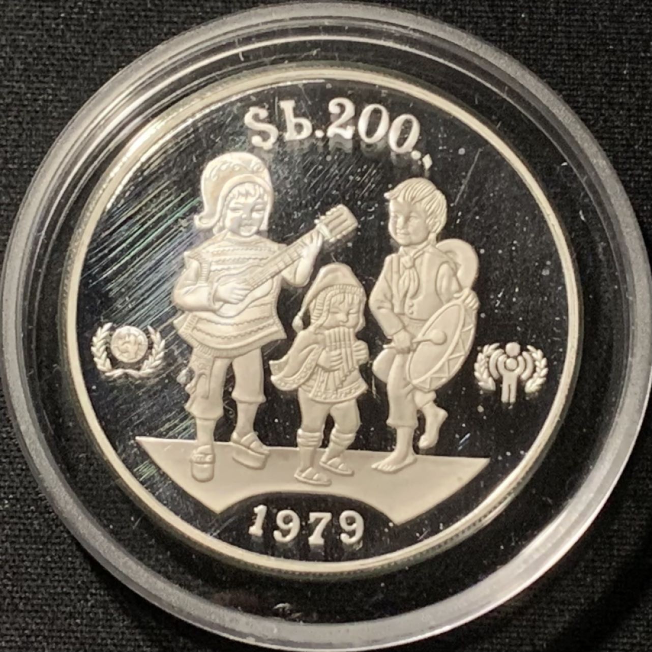 紫瑗钱币——第190期拍卖 玻利维亚 1979年 国际儿童年 200比索 23.32克 0.925银 精制