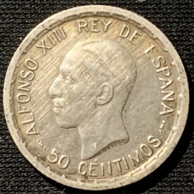 紫瑗钱币——第190期拍卖 - 西班牙 1926年 阿方索十三世 50分 2.5克 0.835银