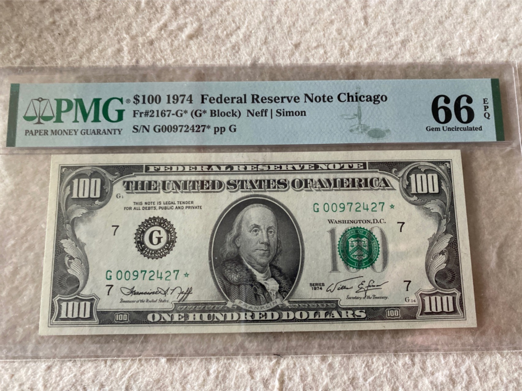 收藏联盟第163期拍卖 外国钞场 今晚七点不见不散 1974年美国100美元 星补号 PMG66E