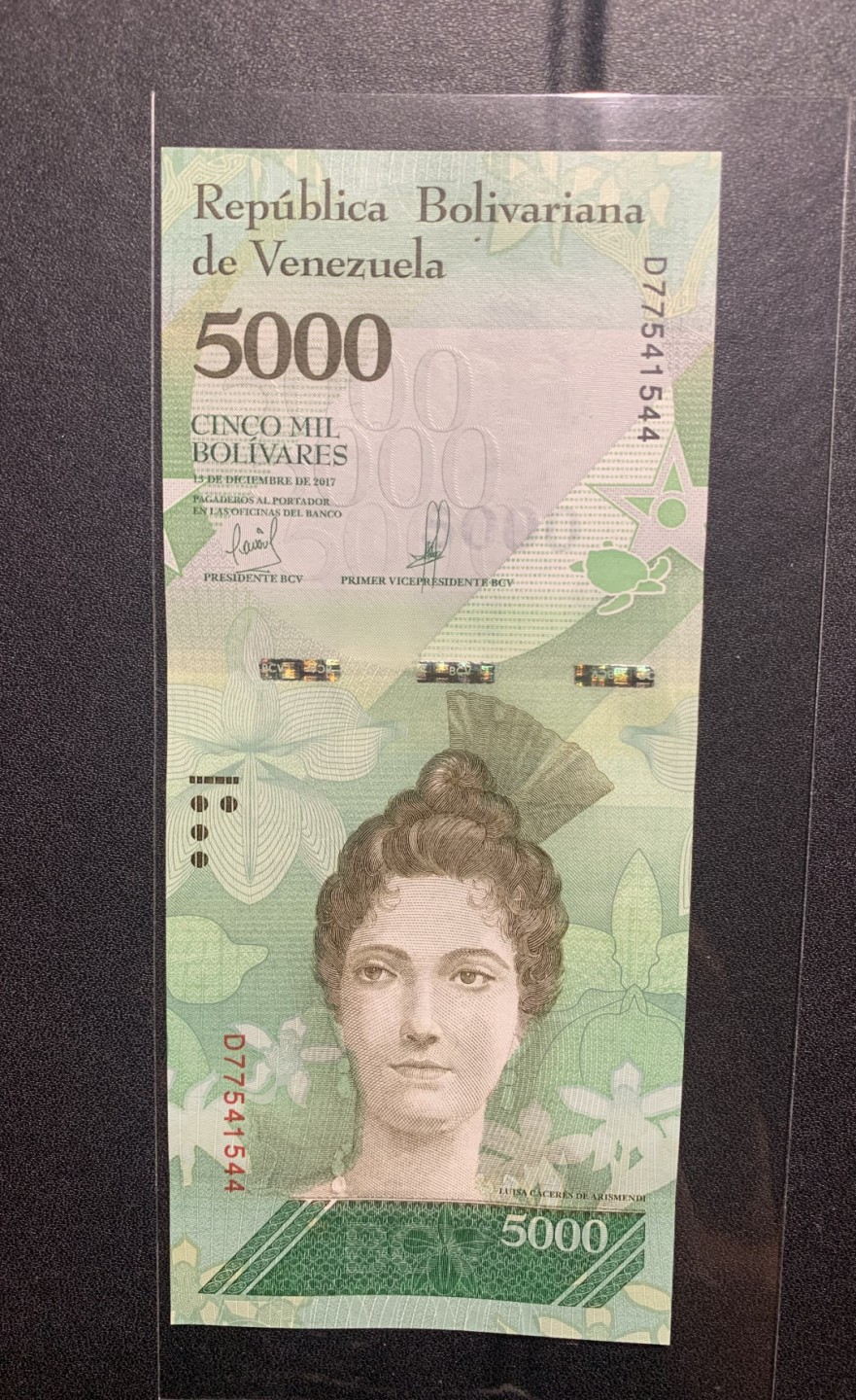 北极狼收藏12$ 委内瑞拉5000玻利瓦尔 