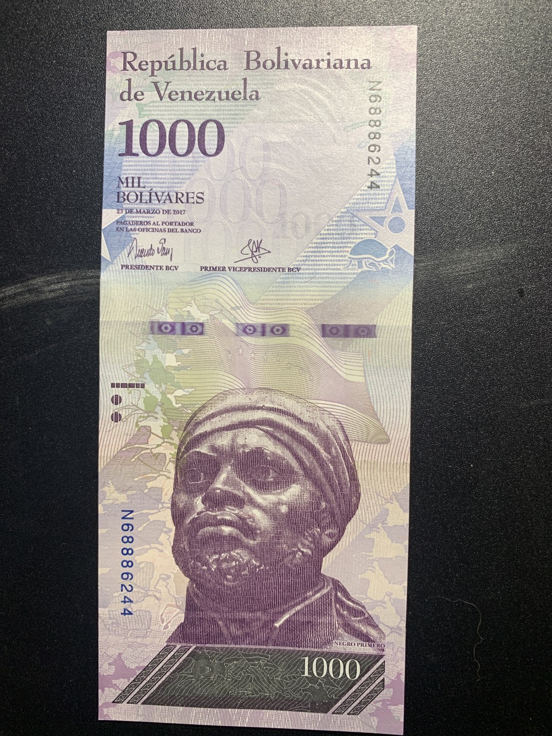 北极狼收藏5$ 委内瑞拉1000玻利瓦尔 