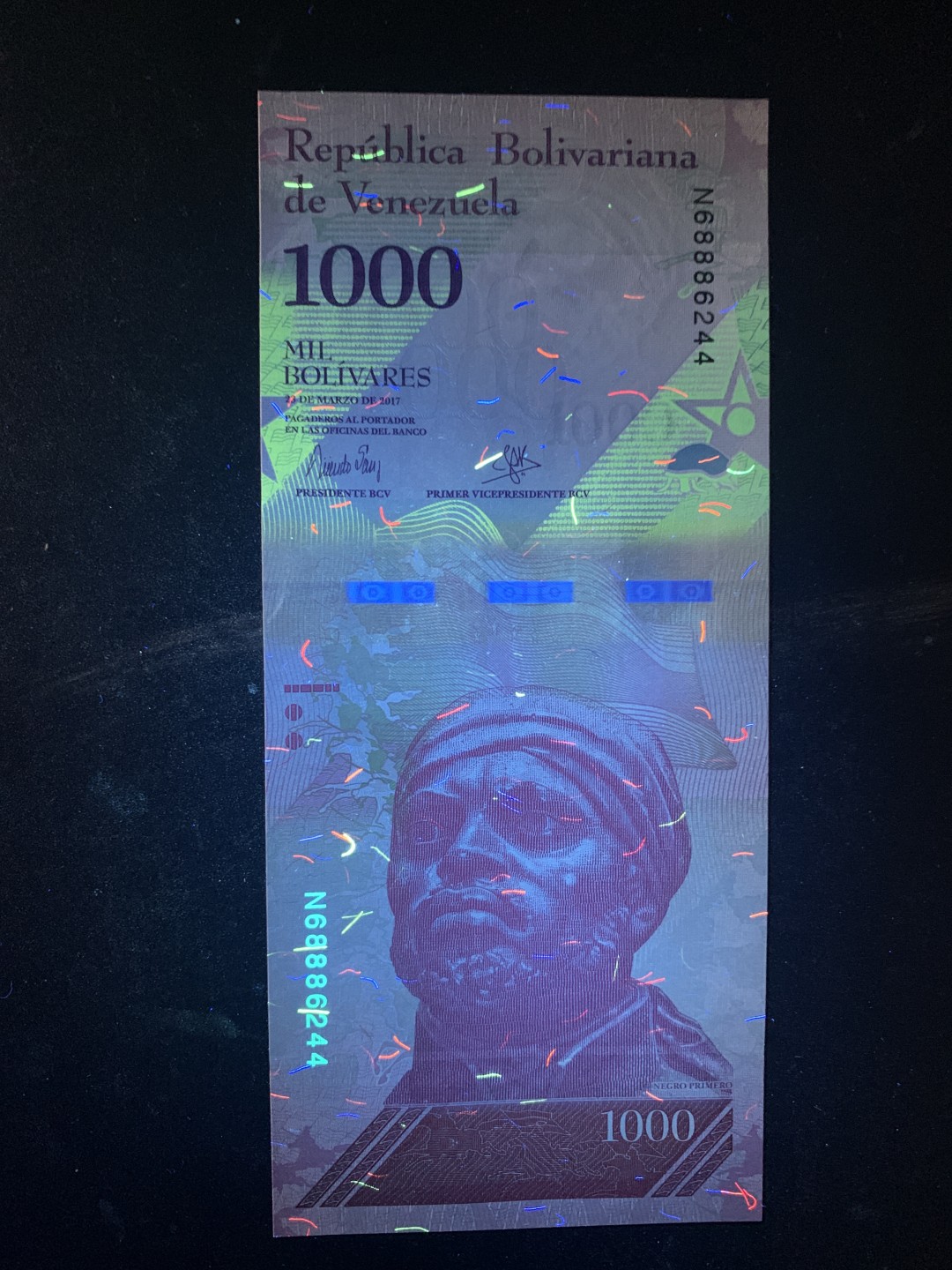 北极狼收藏5$ 委内瑞拉1000玻利瓦尔 