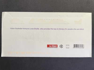 【第15期】莲池国际邮品拍卖 【澳大利亚】2010 盲文发明者路易·布莱叶诞生200周年邮资封 实寄 压凸工艺