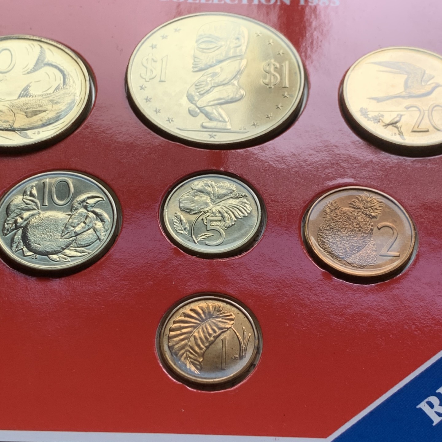 《竞宝斋》第59场-本周日，周一2场连拍（全场不限金额包邮） 库克群岛1983年清年份官方原装套币BU 1分-1元 克劳斯编号MS14