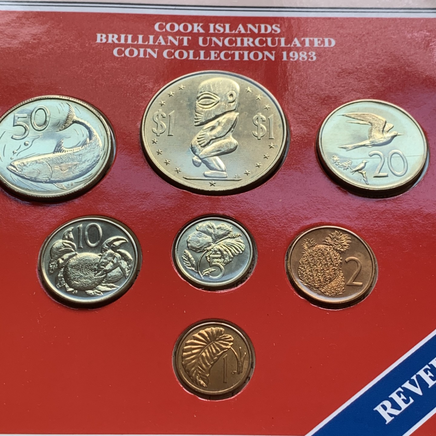 《竞宝斋》第59场-本周日，周一2场连拍（全场不限金额包邮） 库克群岛1983年清年份官方原装套币BU 1分-1元 克劳斯编号MS14