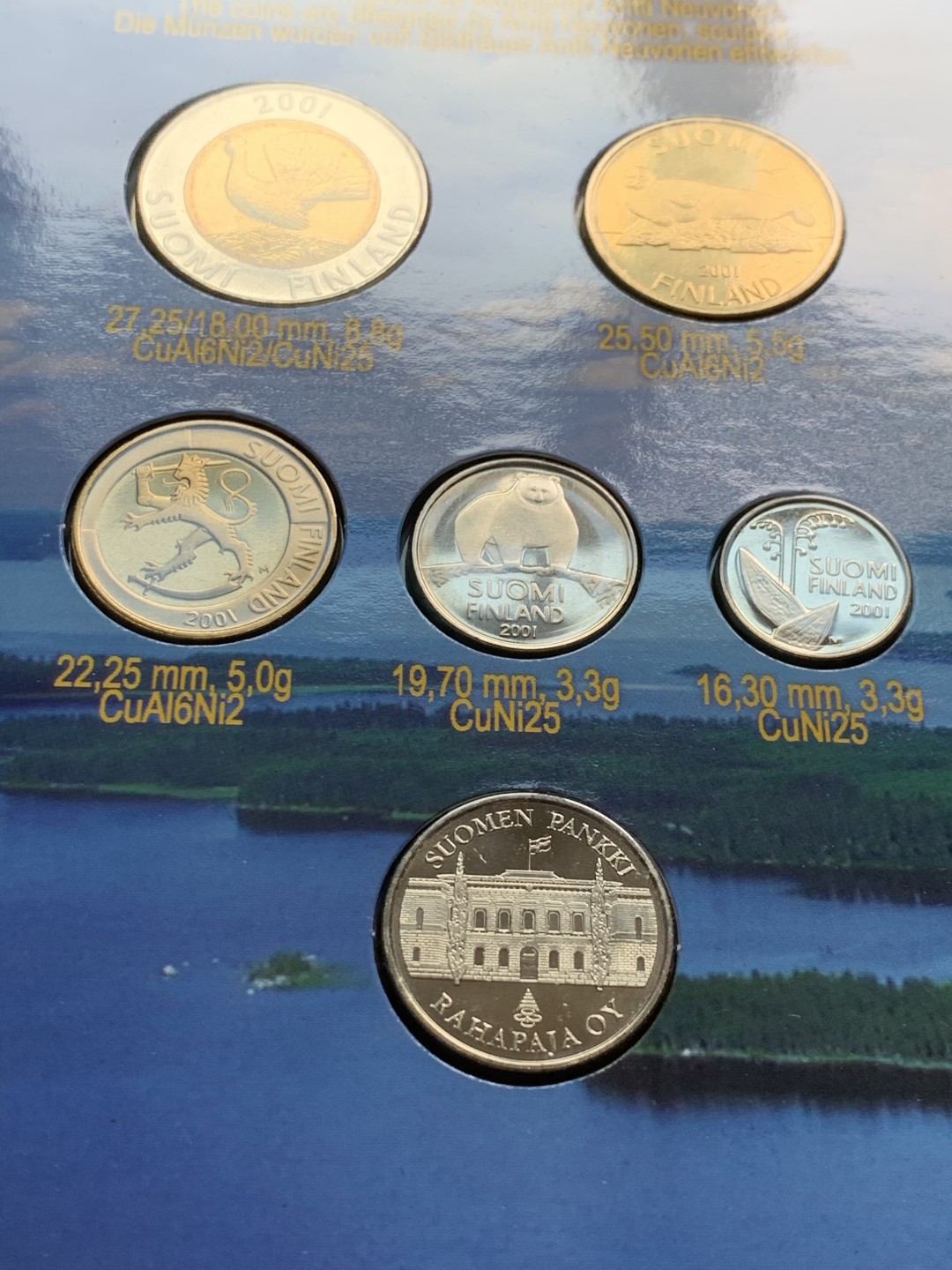 《竞宝斋》第59场-本周日，周一2场连拍（全场不限金额包邮） 卡装芬兰 2001年 6枚装 套币