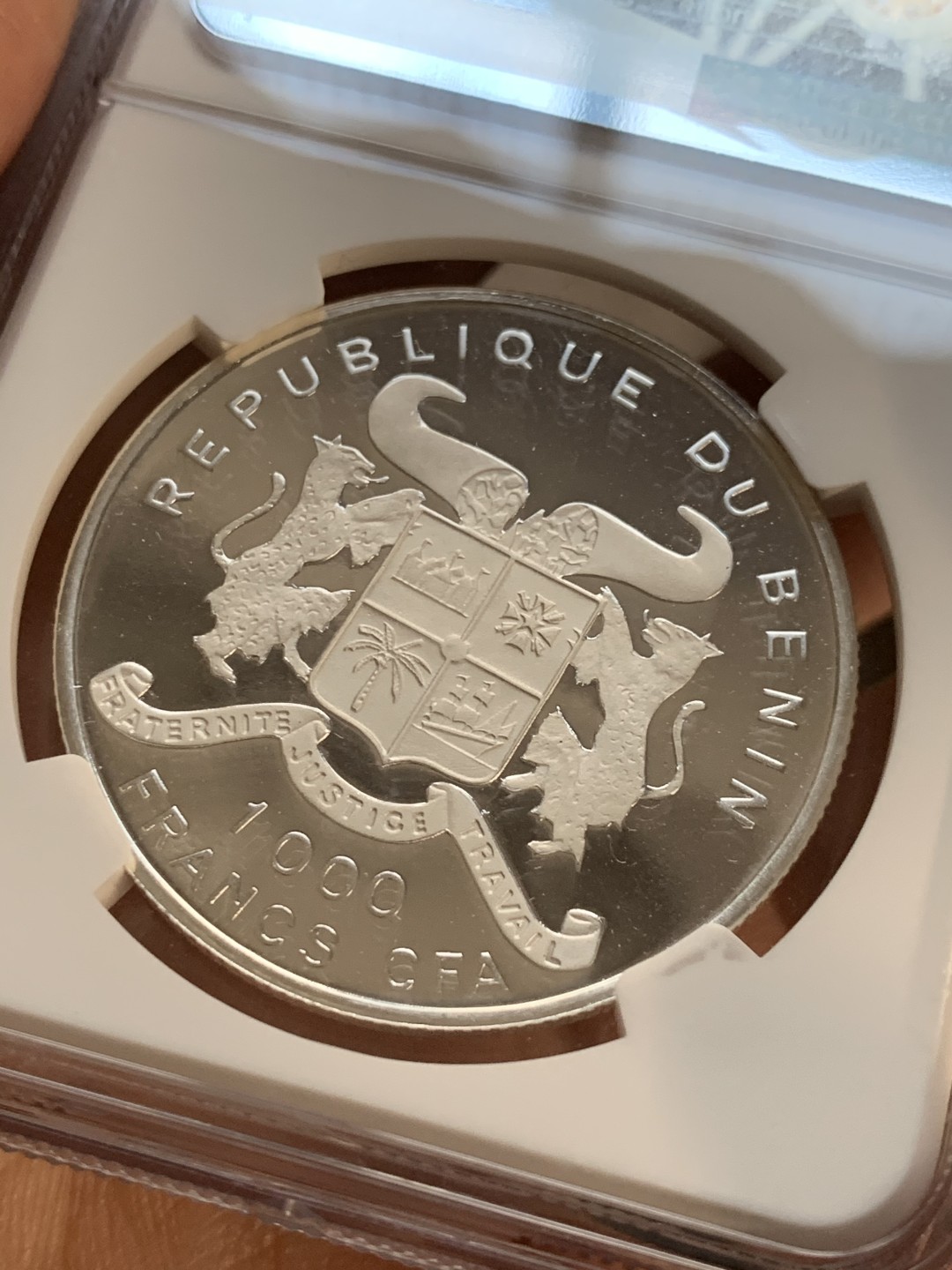 《竞宝斋》第59场-本周日，周一2场连拍（全场不限金额包邮） NGC-PF 68UC 贝宁（1992）年1000法郎国家纪念银币 (第二名）发行量1000枚  精制银币