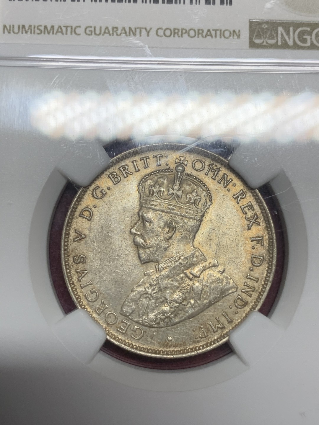 《竞宝斋》第59场-本周日，周一2场连拍（全场不限金额包邮） NGC MS61 1919年英属西非2先令银币 少见品种，喜敦版，黄油包浆