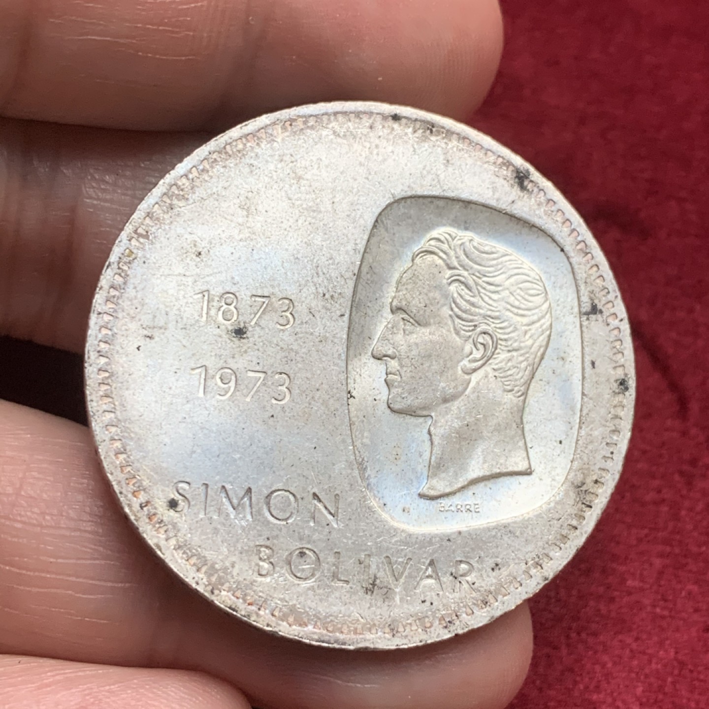 《竞宝斋》第59场-本周日，周一2场连拍（全场不限金额包邮） 委内瑞拉1973年西蒙玻利瓦尔10波利瓦30克大银币