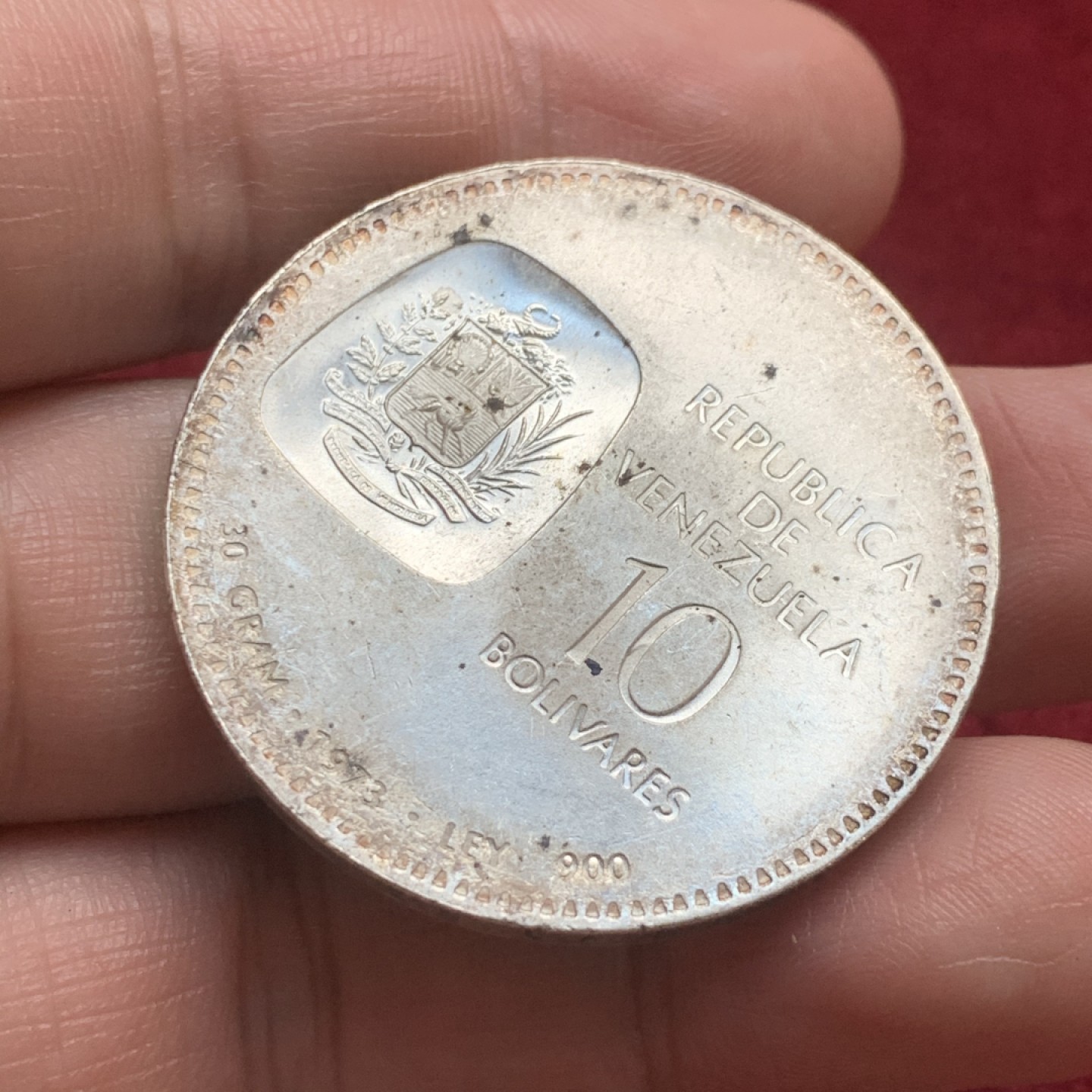 《竞宝斋》第59场-本周日，周一2场连拍（全场不限金额包邮） 委内瑞拉1973年西蒙玻利瓦尔10波利瓦30克大银币